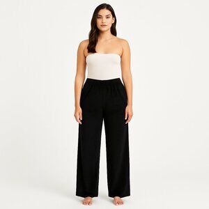 Victorias Secret Pants Black Velvet Size Medium Wide Leg Stretchy